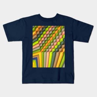 Exponential Edges Green Warmth Geometric Abstract Artwork Kids T-Shirt